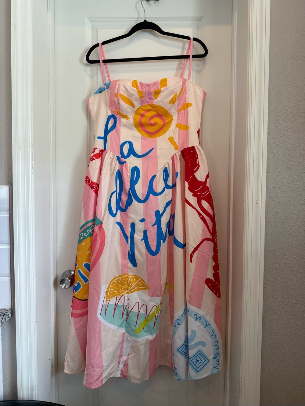 La Dolce Vita Pink Graphic Sundress XL (Nice to Meet You)